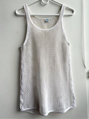 Vintage 1970s St Michael Cotton String white mesh crochet tank top Men’s Large